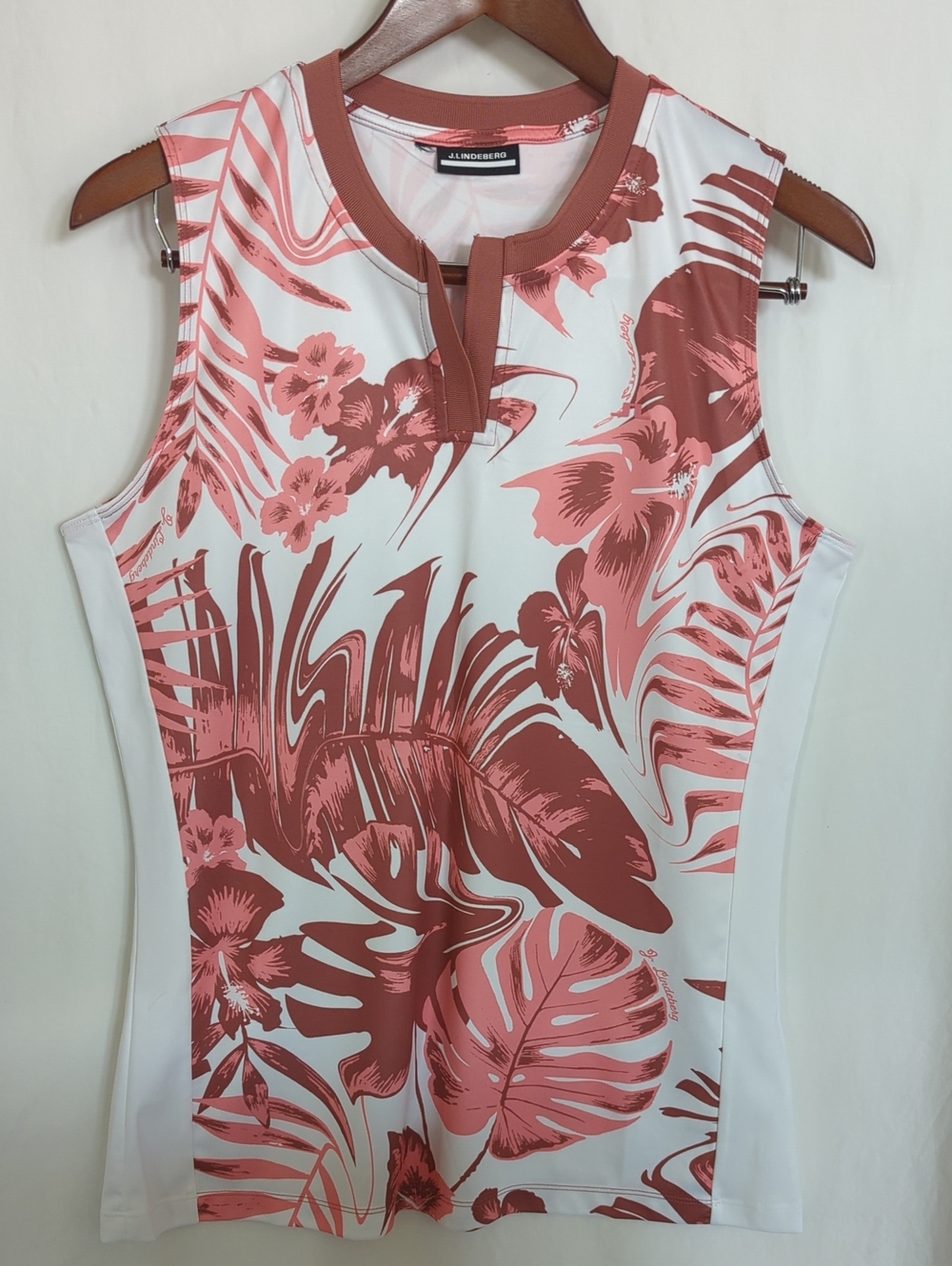 J.Lindeberg Meya Print Sleeveless Golf Top Pink Floral Size Large L Tag Missing